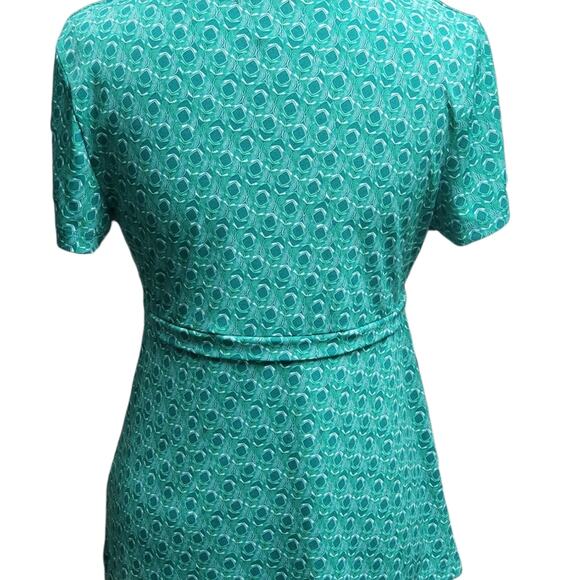 Daisy Fuentes Bohemian Green Print Short Sleeved Blouse - Shirt - Size PM - Picture 3 of 8